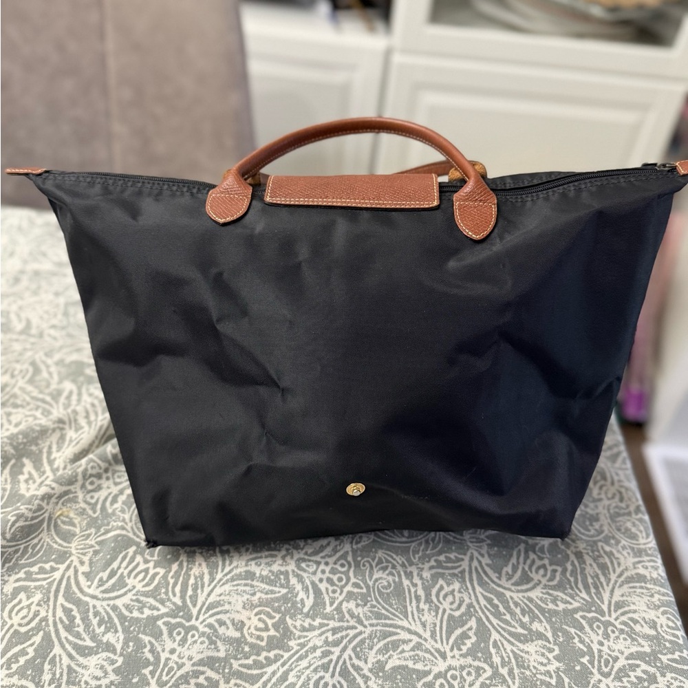 Longchamp Black Tote with Brown Handles - Picture 4 of 6